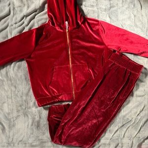 Fabletics Red Velvet Hoodie and Joggers Set